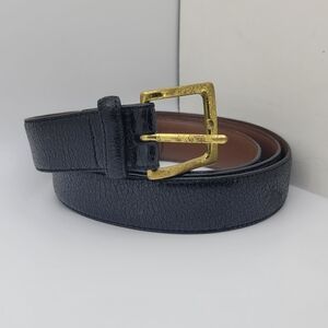 42" / XXL Trafalgar Black Leather Belt with Gold Solid Brass Buckle